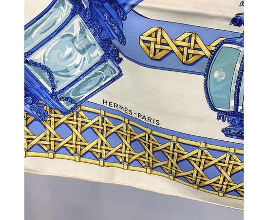 HERMES Foulard Vintage in Seta Col. Blu Carre 90
