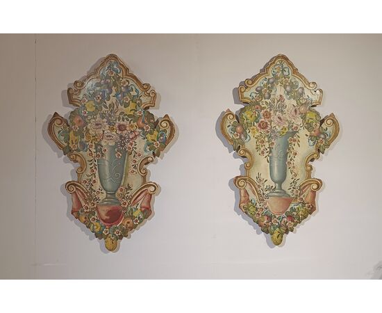 COPPIA DI PANELLI DIPINTI META’ XIX SECOLO