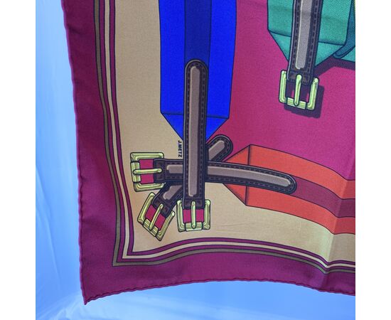 HERMES Foulard Vintage in Seta Col. Bordeaux Carre 90