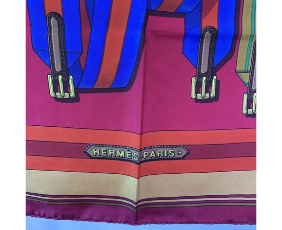 HERMES Foulard Vintage in Seta Col. Bordeaux Carre 90