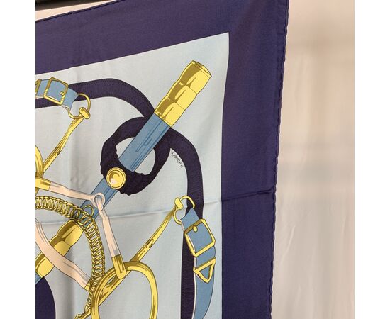 HERMES Foulard Vintage in Seta Col. Blu Carre 90