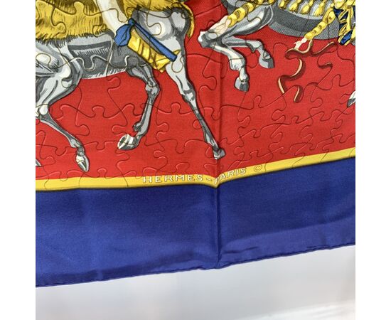 HERMES Foulard Vintage in Seta Col. Blu Carre 90