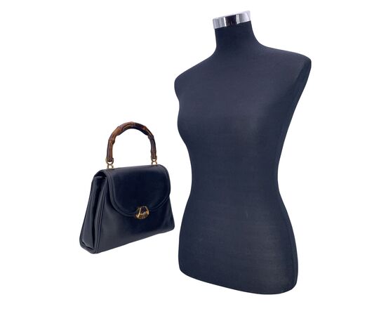 GUCCI Borsa a Mano Vintage in Pelle Col. Nero Bamboo Top Handle M