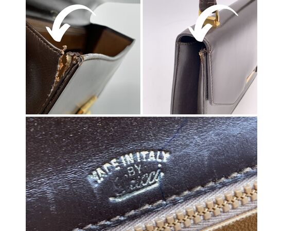 GUCCI Borsa a Mano Vintage in Pelle Col. Marrone M