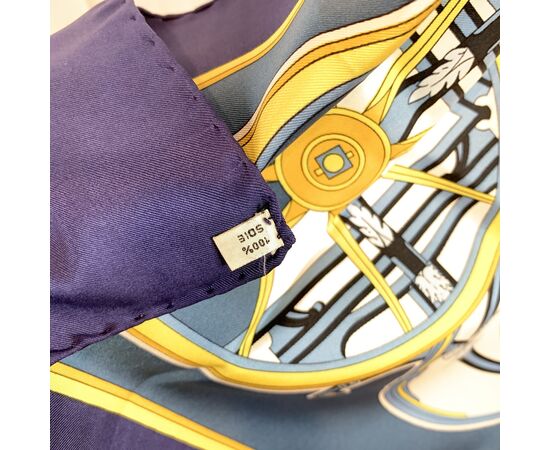 HERMES Foulard Vintage in Seta Col. Blu Carre 90