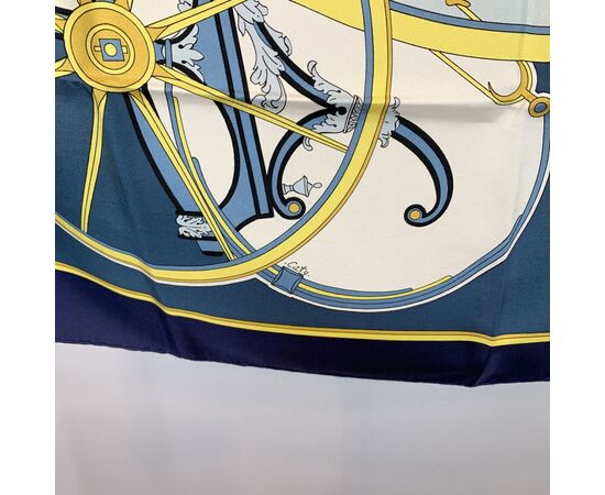 HERMES Foulard Vintage in Seta Col. Blu Carre 90