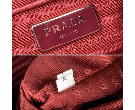 PRADA Borsa a Tracolla in Tela Col. Rosso Tessuto M
