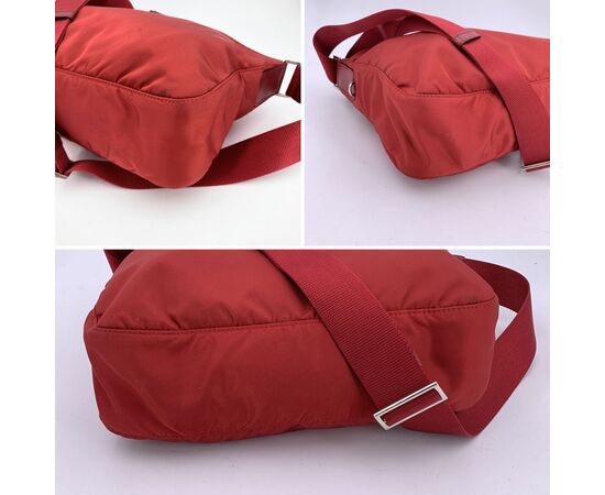 PRADA Borsa a Tracolla in Tela Col. Rosso Tessuto M