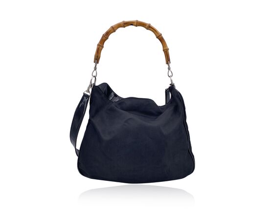 GUCCI Borsa Hobo Vintage in Tela Col. Nero Bamboo M