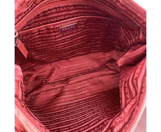 PRADA Borsa a Tracolla in Tela Col. Rosso Tessuto M