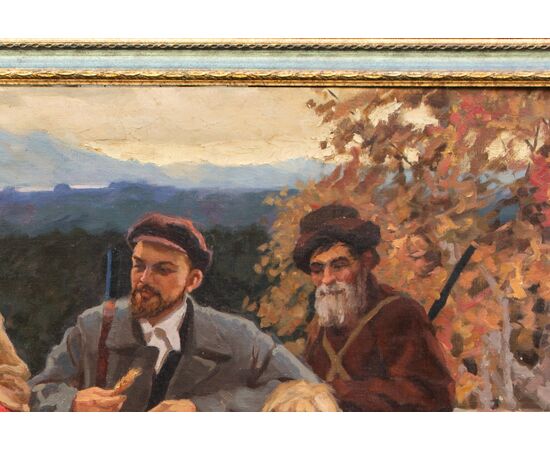 Dipinto realismo socialista russo prima metà XX secolo - olio su tela