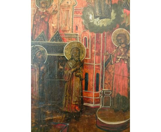 Icona russa XIX secolo, "Protezione della Madre di Dio"