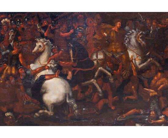 Battaglia di Costantino contro Massenzio - Copia seicentesca dell'affresco omonimo delle stanze Vaticane di scuola Raffaellesca - olio su tela