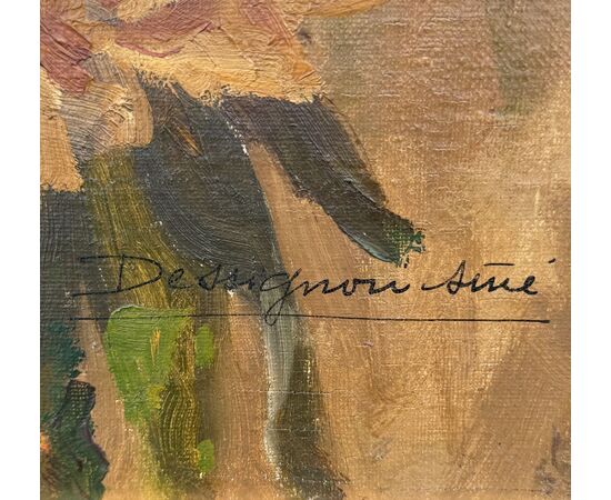 Oil painting on canvas depicting flowers. Signed.