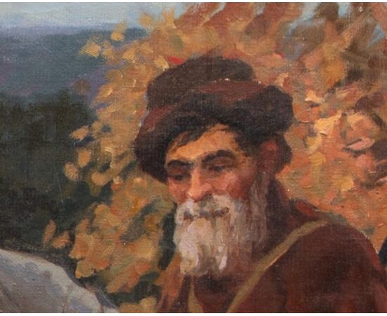 Dipinto realismo socialista russo prima metà XX secolo - olio su tela