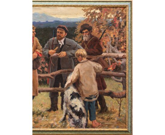 Dipinto realismo socialista russo prima metà XX secolo - olio su tela