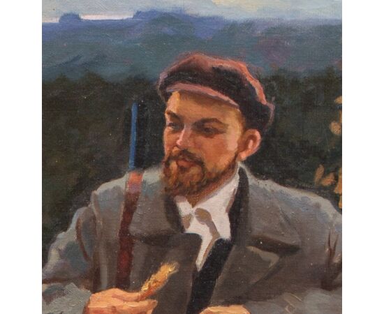 Dipinto realismo socialista russo prima metà XX secolo - olio su tela