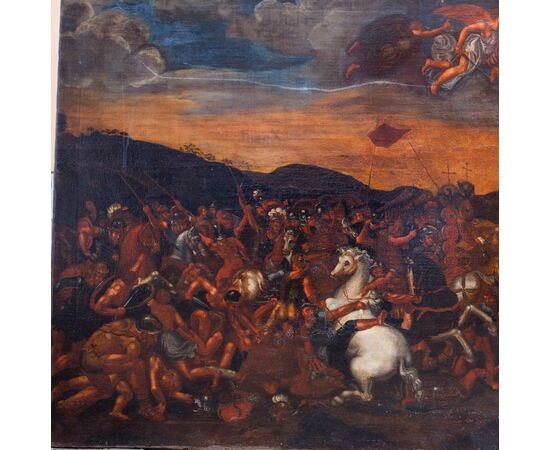 Battaglia di Costantino contro Massenzio - Copia seicentesca dell'affresco omonimo delle stanze Vaticane di scuola Raffaellesca - olio su tela