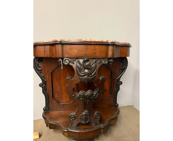 Antique walnut console L.Filippo, 1800s, Naples, 100x103x43cm