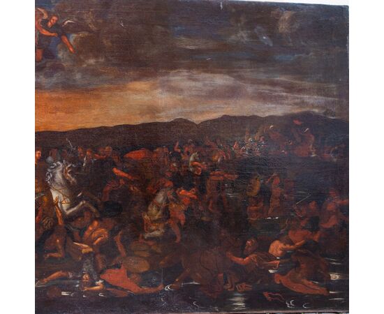 Battaglia di Costantino contro Massenzio - Copia seicentesca dell'affresco omonimo delle stanze Vaticane di scuola Raffaellesca - olio su tela