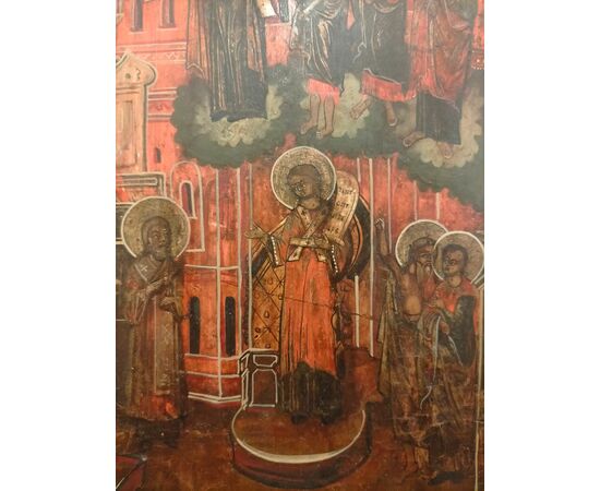 Icona russa XIX secolo, "Protezione della Madre di Dio"