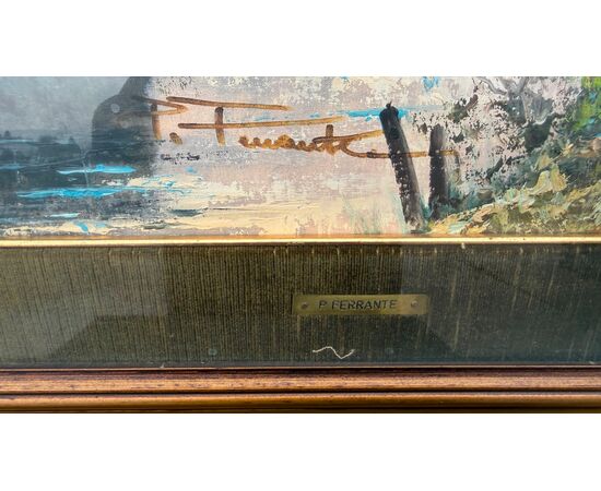 Oil on canvas painting depicting a landscape. Signature P.Ferrante.