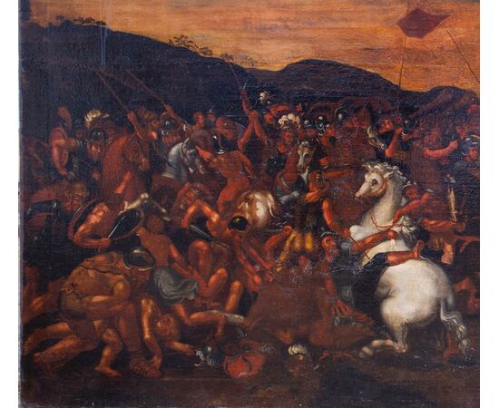 Battaglia di Costantino contro Massenzio - Copia seicentesca dell'affresco omonimo delle stanze Vaticane di scuola Raffaellesca - olio su tela