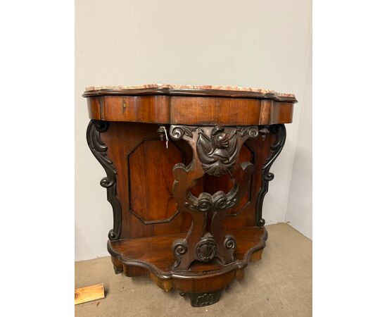 Antique walnut console L.Filippo, 1800s, Naples, 100x103x43cm