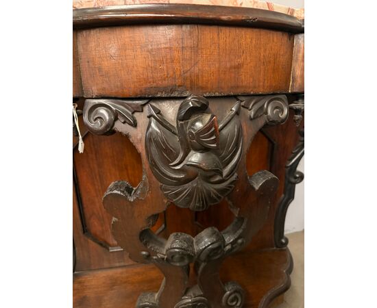 Antique walnut console L.Filippo, 1800s, Naples, 100x103x43cm