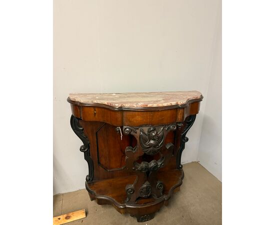 Antique walnut console L.Filippo, 1800s, Naples, 100x103x43cm