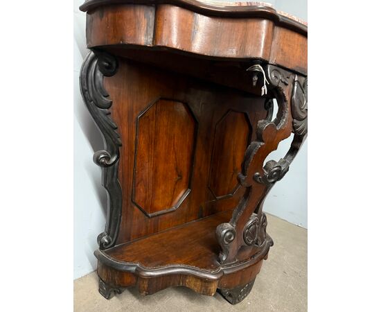 Antique walnut console L.Filippo, 1800s, Naples, 100x103x43cm
