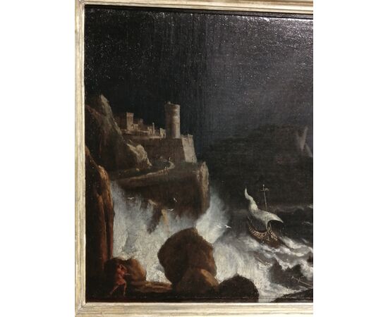 Filippo Teodoro di Liagno, known as Filippo d'Angeli or Filippo Napoletano (Rome, 1589 – Rome, 1629) - Marine Storm - oil on canvas