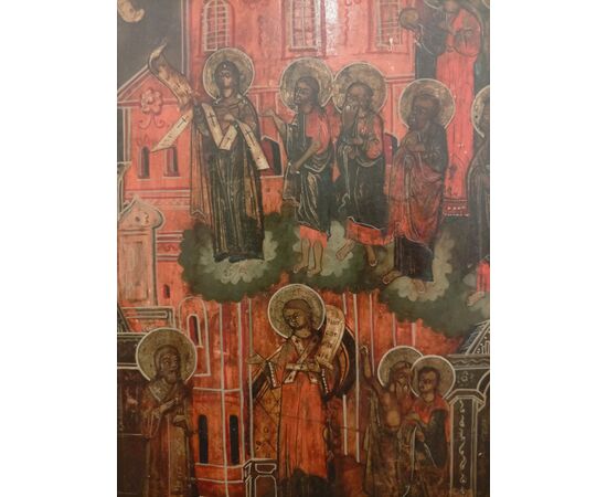 Icona russa XIX secolo, "Protezione della Madre di Dio"