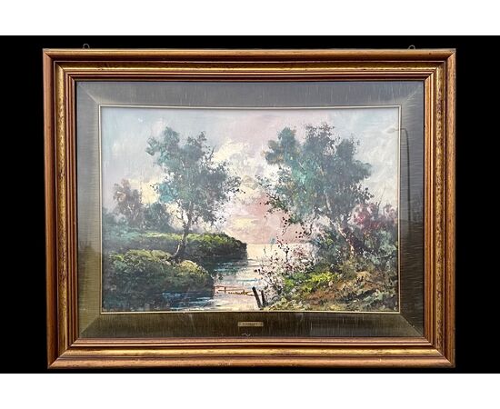 Oil on canvas painting depicting a landscape. Signature P.Ferrante.