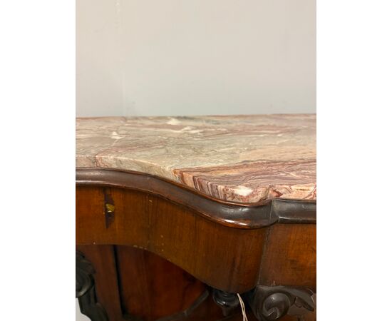 Antique walnut console L.Filippo, 1800s, Naples, 100x103x43cm