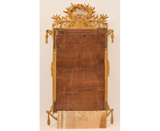 SPECCHIO ANTICO CON STEMMA, SPECCHIERA LUIGI FILIPPO, CORNICE DORATA IN LEGNO INTAGLIATO, XIX  (SPC193)