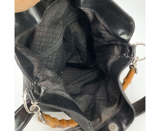 GUCCI Borsa Hobo Vintage in Tela Col. Nero Bamboo M
