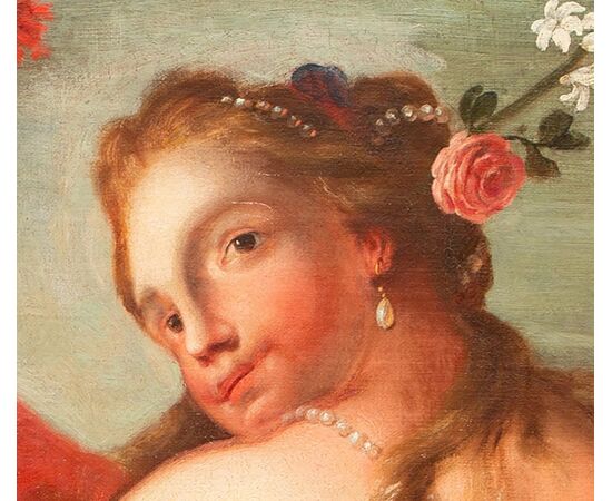 Scena mitologica Zeus e Giunone  - Primo '700 Veneto - olio su tela