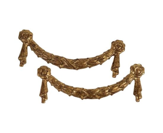 Coppia antiche ghirlande in legno dorato - O/6124.