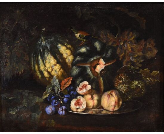 Still life of fruit with green woodpecker, attributed to Franz Werner Von Tamm (Hamburg 1658-Vienna 1754)