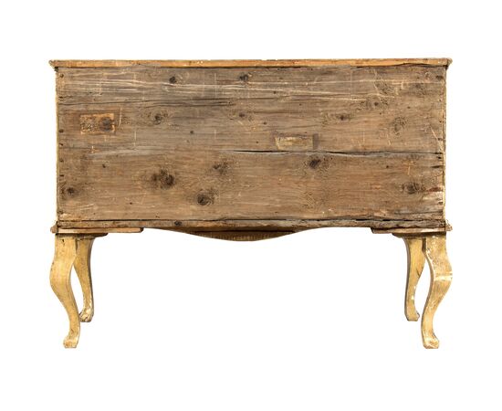 Comò in legno laccato e dipinto in policromia a paesaggi, Marche, XVIII secolo