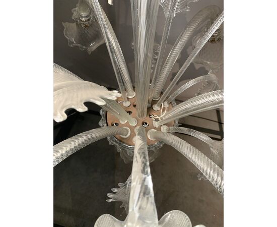 Lampadario “Ca’ Venier” a sei luci in vetro soffiato di Murano. Italia, inizi XX secolo.