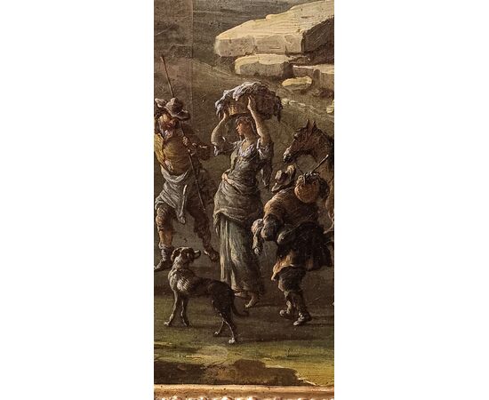 Paesaggio con figure e rovine - Gennaro Greco (Napoli 1665-1714) - Fine '600 - olio su tela