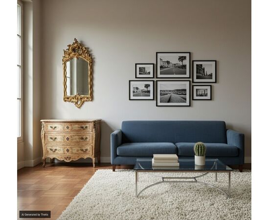 Small carved, sculpted and gilded wooden mirror, 18th century