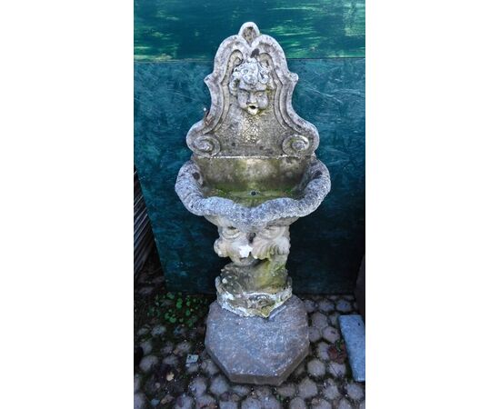 dars296 small fountain with putto, early &#39;900, mis. cm 60 xh 130     