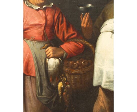 Dipinto con coppia di osti - '600 fiammingo - olio su tela