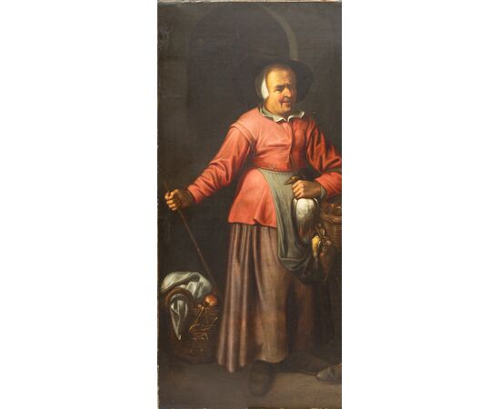 Dipinto con coppia di osti - '600 fiammingo - olio su tela