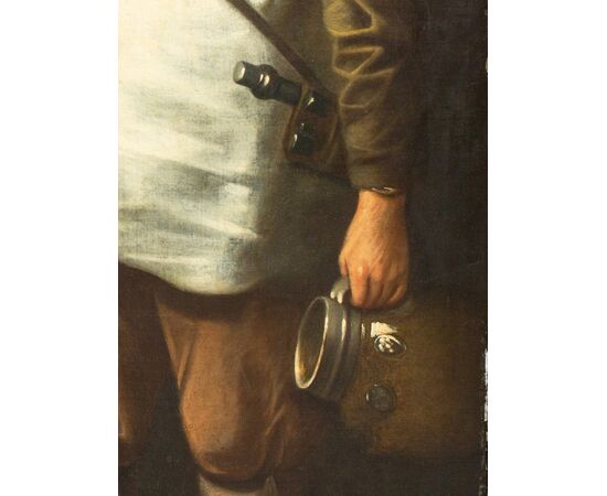 Dipinto con coppia di osti - '600 fiammingo - olio su tela