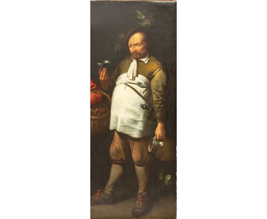 Dipinto con coppia di osti - '600 fiammingo - olio su tela