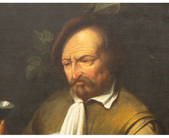 Dipinto con coppia di osti - '600 fiammingo - olio su tela